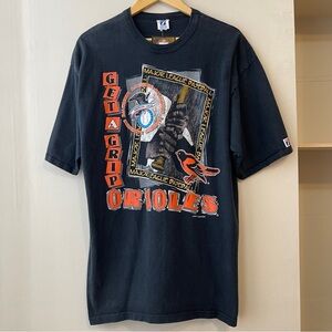 Vintage Baltimore Orioles Shirt Mens XL Black MLB Baseball 1994 Made USA Logo 7